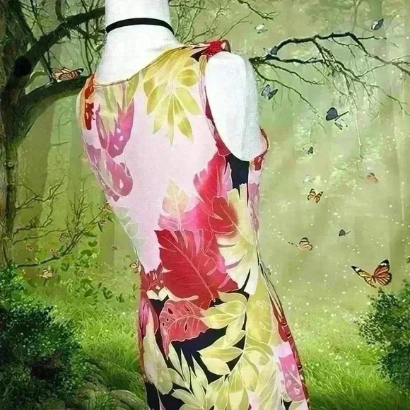 Y2K 90s Fairy MIDI Dress Green/Pink By Geri C. - Picture 7 of 11